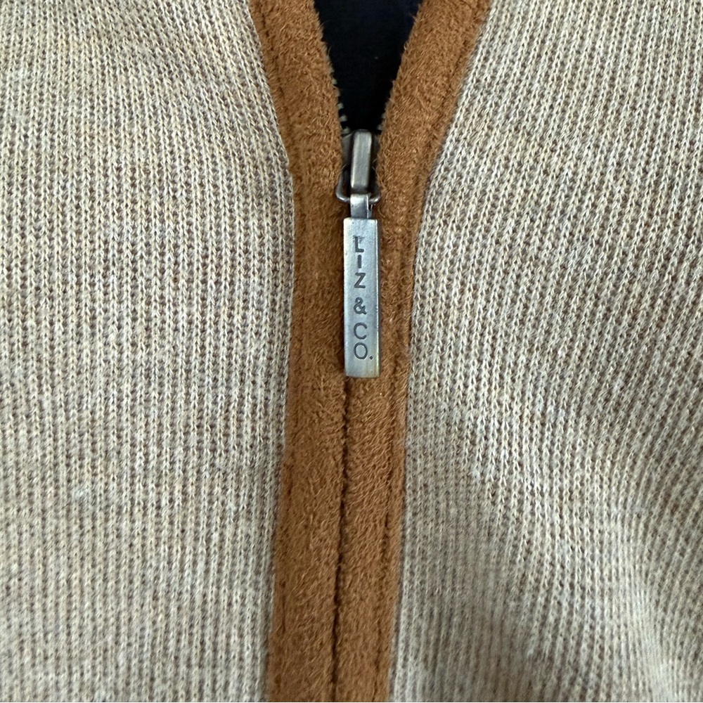 Liz & Co. Zip-Up Hooded Knit Jacket | 100% Cotton | Size L - Picture 6 of 6